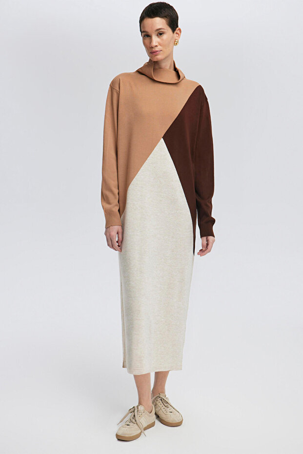 Block Color Knitted Dress
