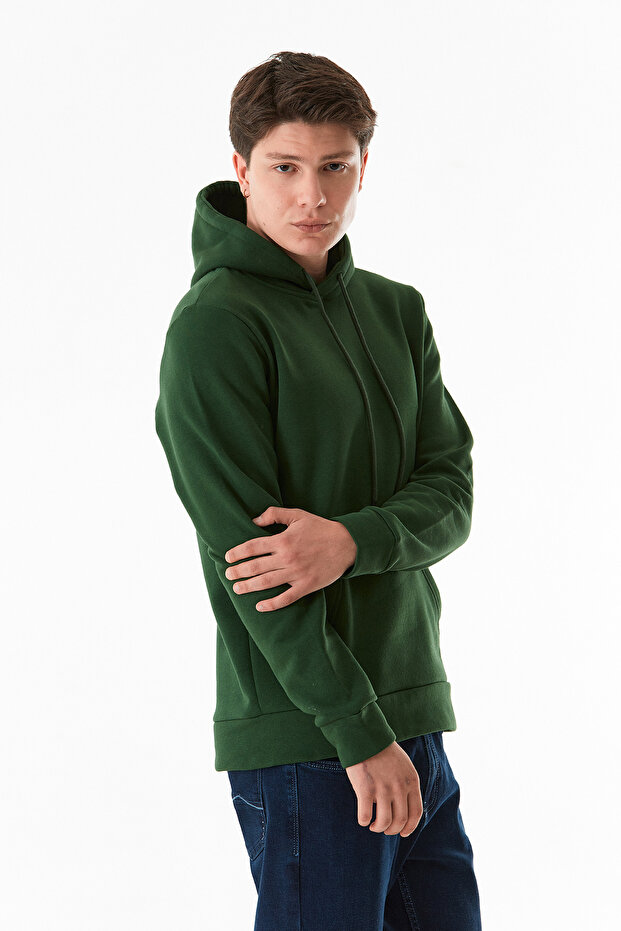 3 Thread Basic Kangaroo Pocket Hooded Sweatshirt - 2