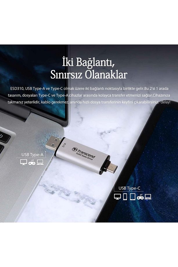TS1TESD310P 1TB USB/Type-C 10Gbps Taşınabilir Harici SSD - Pembe - 4
