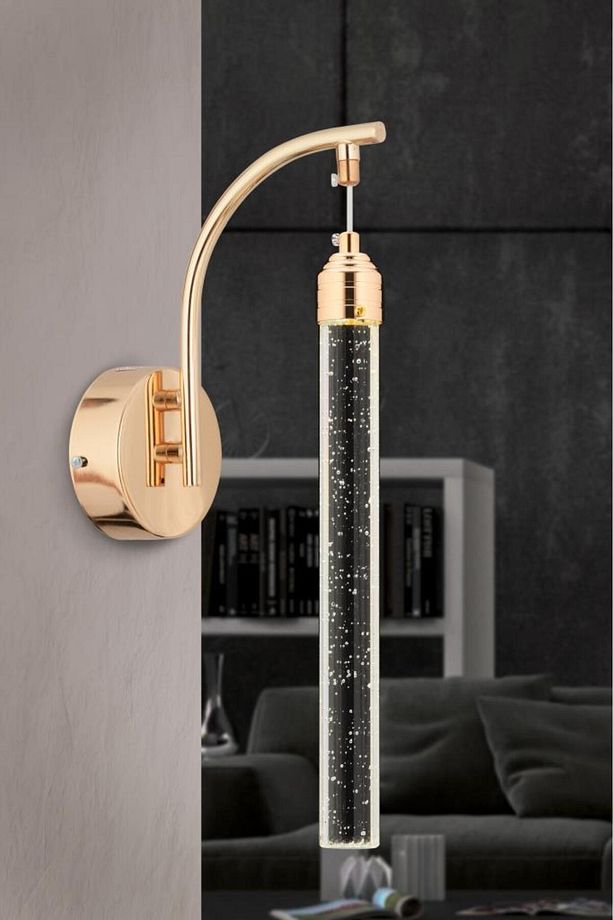 İstanbul Avize Aplik Rosa Tekli Gold Ledli Modern Lüx Aplik - 4