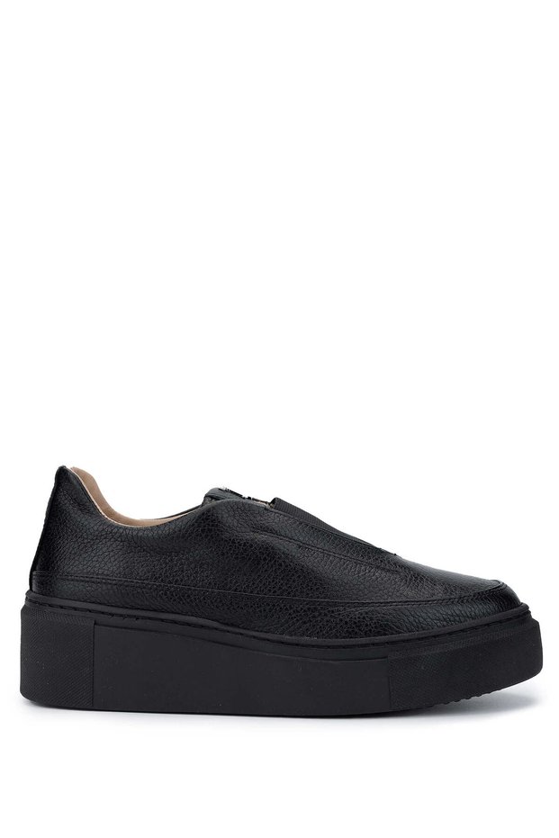 Women's Genuine Leather Black Floater Sneakers & Sports Shoes