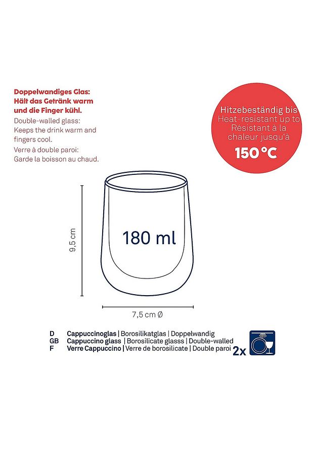 Fontana Çift Cidarlı Cappucino Bardağı 2'li 180 ml - 3