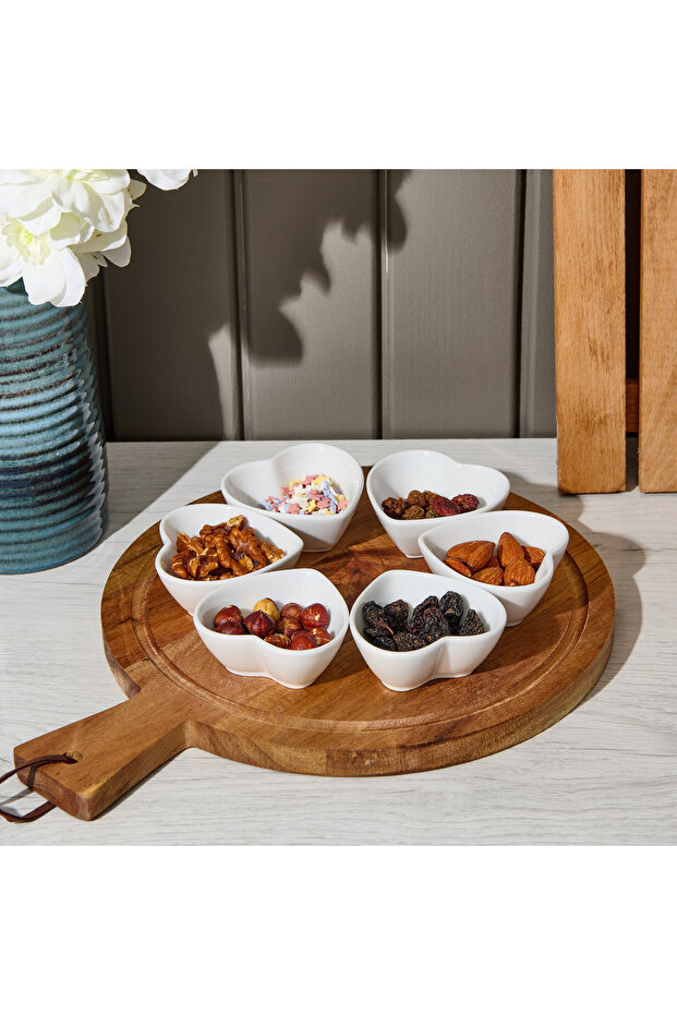 Silk Heart Porcelain 6-Piece Sauce Bowl - White - 3 cm