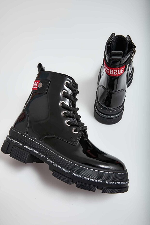 Siyah Rugan Kadın Bot & Bootie K02643163508 - 2