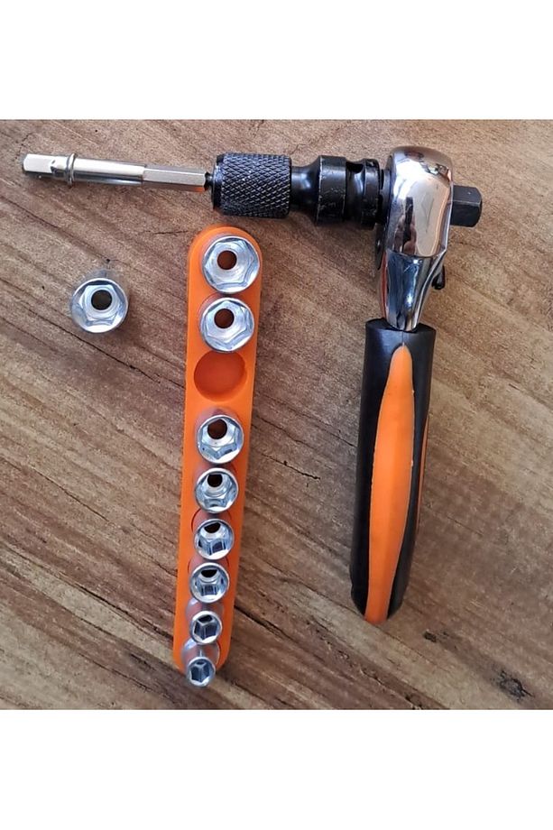 Fonksiyonel 1/2 ve 3/4 Cırcır Kollu Lokma seti 12 Parça Lokma Anahtar Takımı Somun Sökme adaptörlü - 1