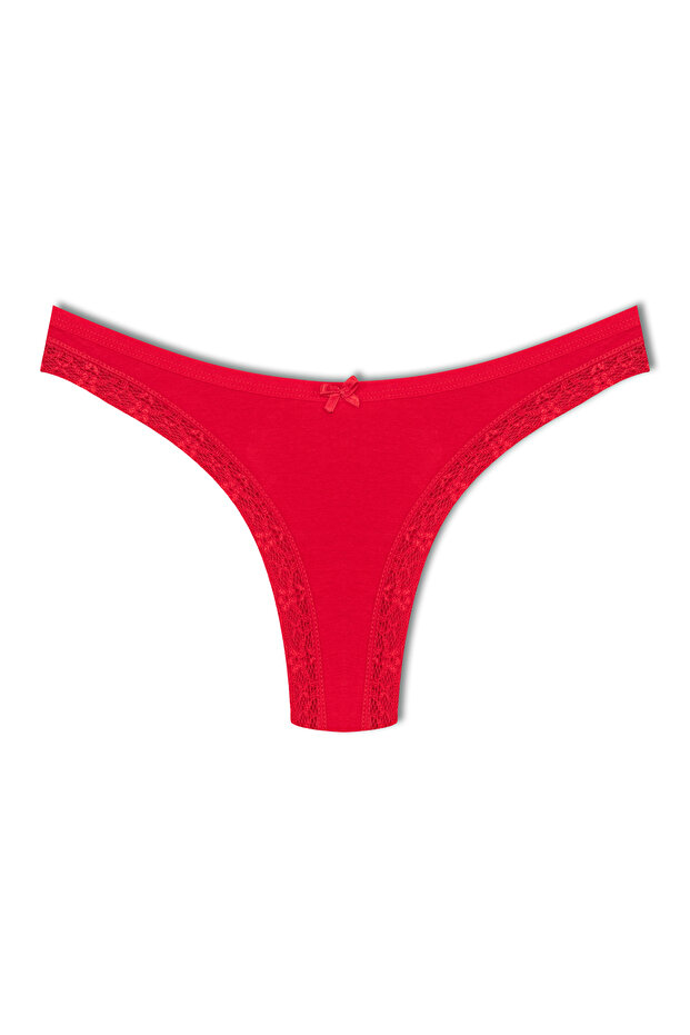 Cotton Front Leg Lace Detailed Brazilian Women's Panties