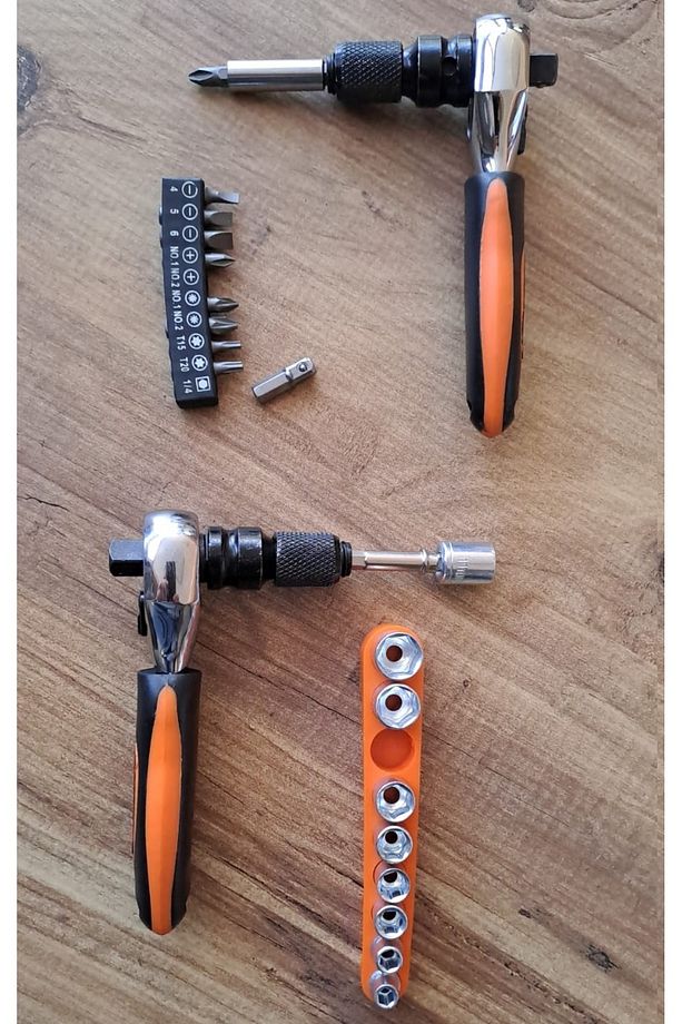 Fonksiyonel 1/2 ve 3/4 Cırcır Kollu Lokma seti 12 Parça Lokma Anahtar Takımı Somun Sökme adaptörlü - 8