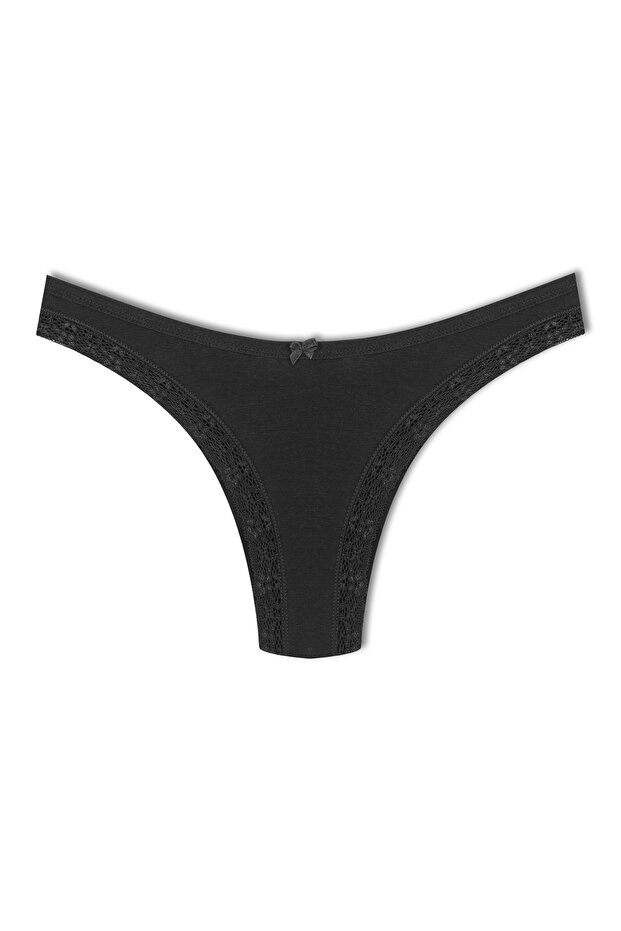 Cotton Front Leg Lace Detailed Brazilian Women's Panties