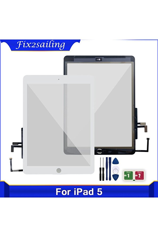 شاشة بيضاء مزودة بزر، متوافقة مع iPad Air 1 و iPad 5 (A1474، A1475، A1476).