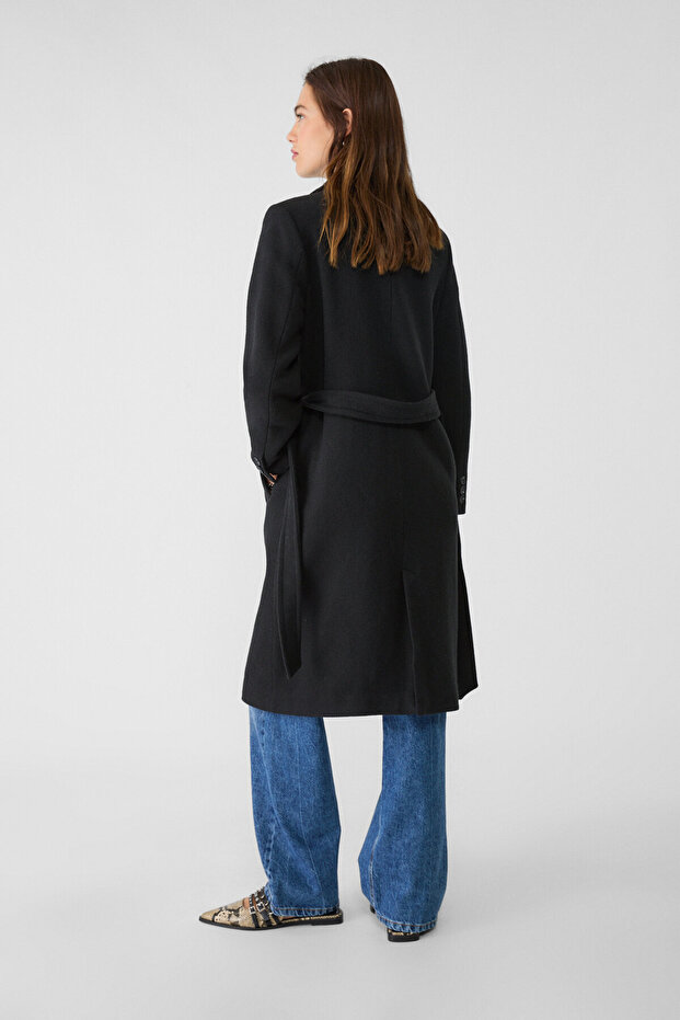 Felt texture coat with belt - 3