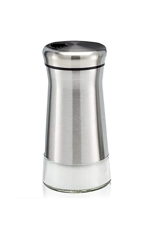 Silver Original Glass Salt and Pepper Shakers Set with Adjustable Pour Holes Stainless Steel Salt Sh