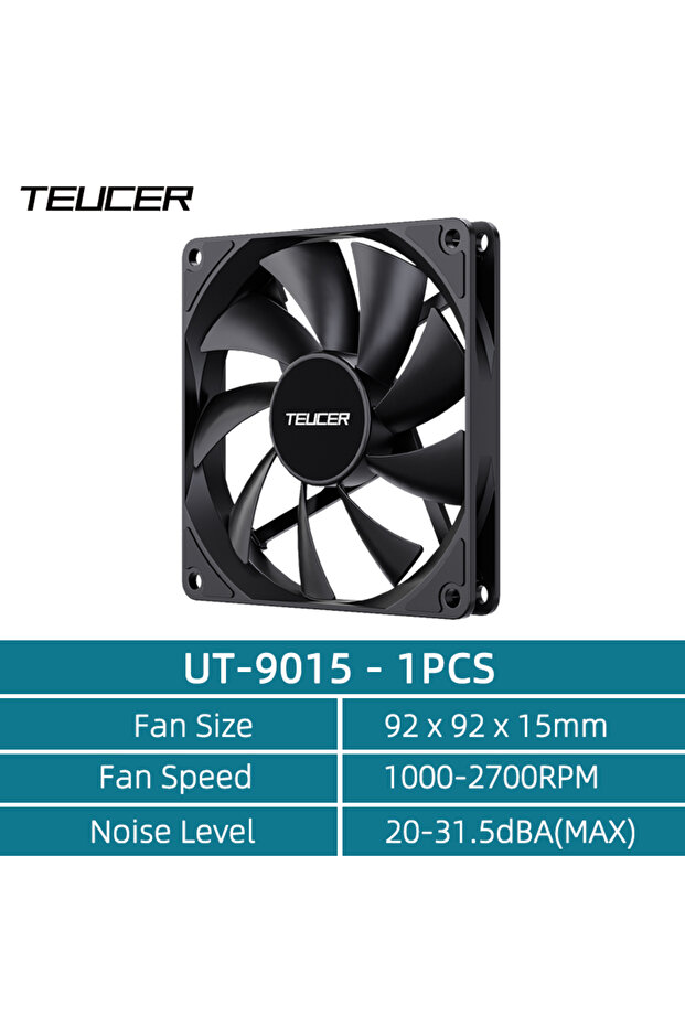 NO RGB black 1 pcs TEUCER CPU Cooling Fan 9cm 4PIN PWM Thin Fan Hydraulic Bearing 1000-2700 Speed D