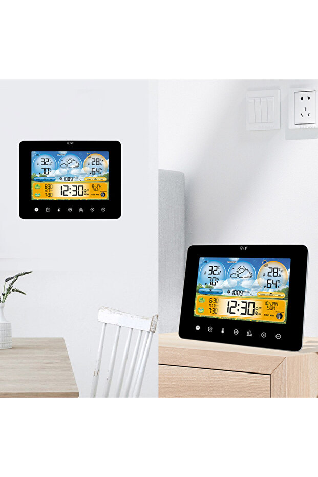 Sunrise and Sunset Weather Station Multi-function Alarm Clock Thermometer Hygrometer Touch Screen... - 6