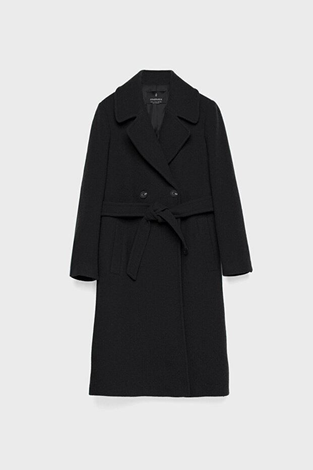 Felt texture coat with belt - 5