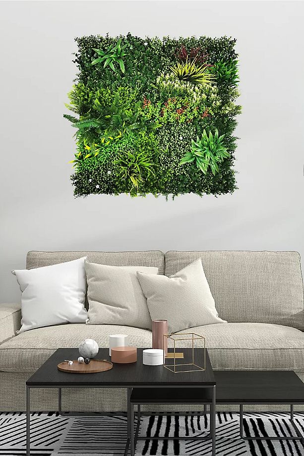 İç Dış Mekan Yapay Çiçek Duvar Dekorasyonu Yapraklı Panel Çit 100x100cm AD071 - 6