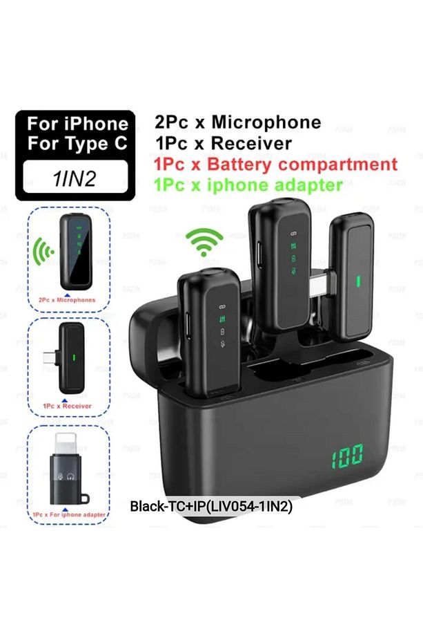 Sx6 Iphone Ve Type-c Uyumlu Kablosuz Yaka Mikrofonu Göstergeli Led Şarj Kutulu Gürültü Azaltma - 6