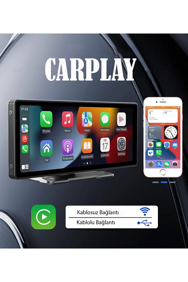 Kablosuz Carplay Tak Çalıştır Apple Android Auto Ekran Araç 10.2İnç - 3