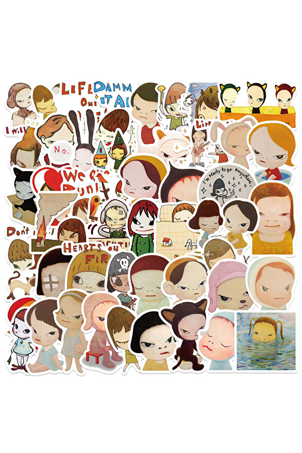 MULTICOLOR 50Pcs Cute Nara Yoshitomo Stickers Yoshitomo Nara DIY Stickers Scrapbooking Phone Luggage
