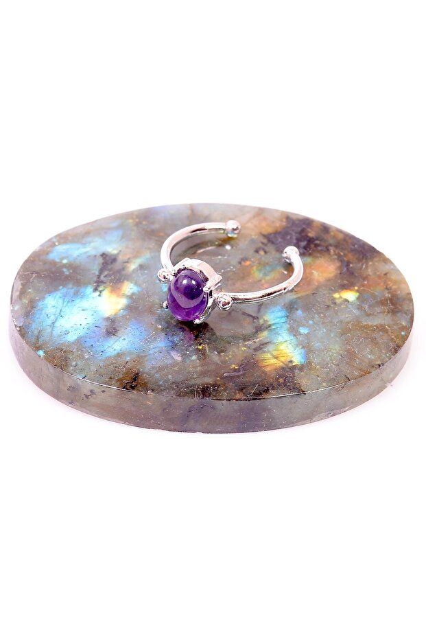 خاتم حجر الجمشت - قابل للتعديل - 3