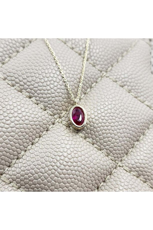 1.05 Karat Ruby Taşlı Tasarım Modern Gümüş Kolye-ruby Taşlı Tasarım Hediye 925 Ayar Gümüş Kolye - 9