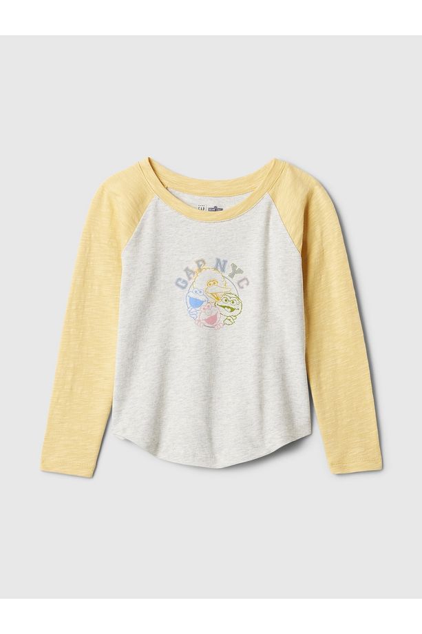 Kız Bebek Sarı Susam Sokağı Raglan Grafikli T-Shirt - 1