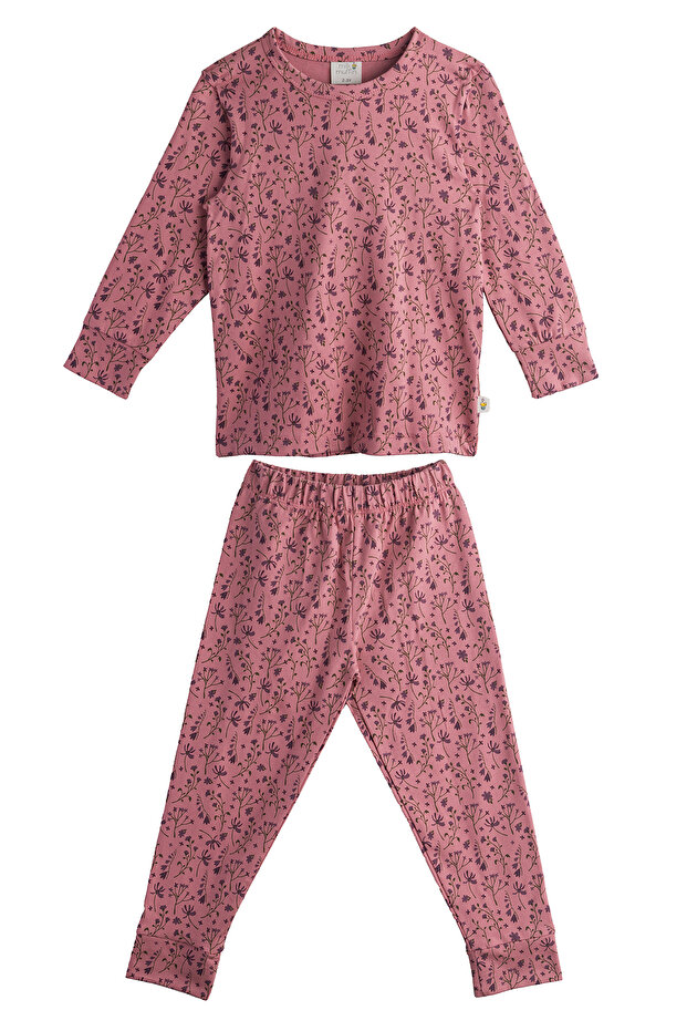PEMBE ÇİÇEK Desenli Pijama Takımı - 1
