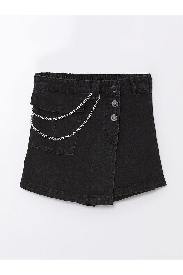 LCW Kids  Beli Lastikli Kız Çocuk Jean Şort Etek - 1