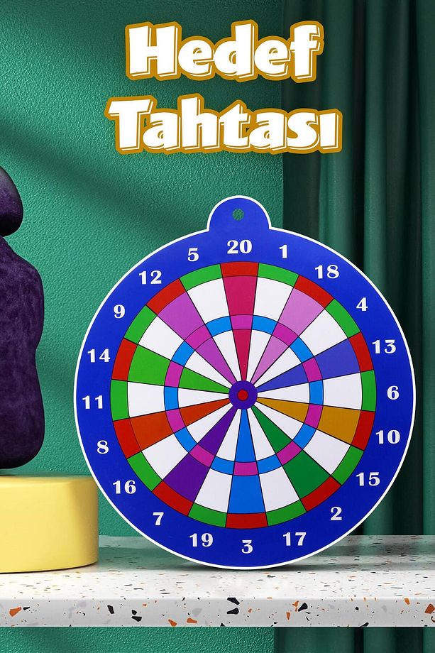 Mıknatıslı Dart Seti Mini Boy Dart Oyunu Duvara Zarar Vermeyen İğnesiz Dart Atma 3 Oklu Çap: 28 cm - 5