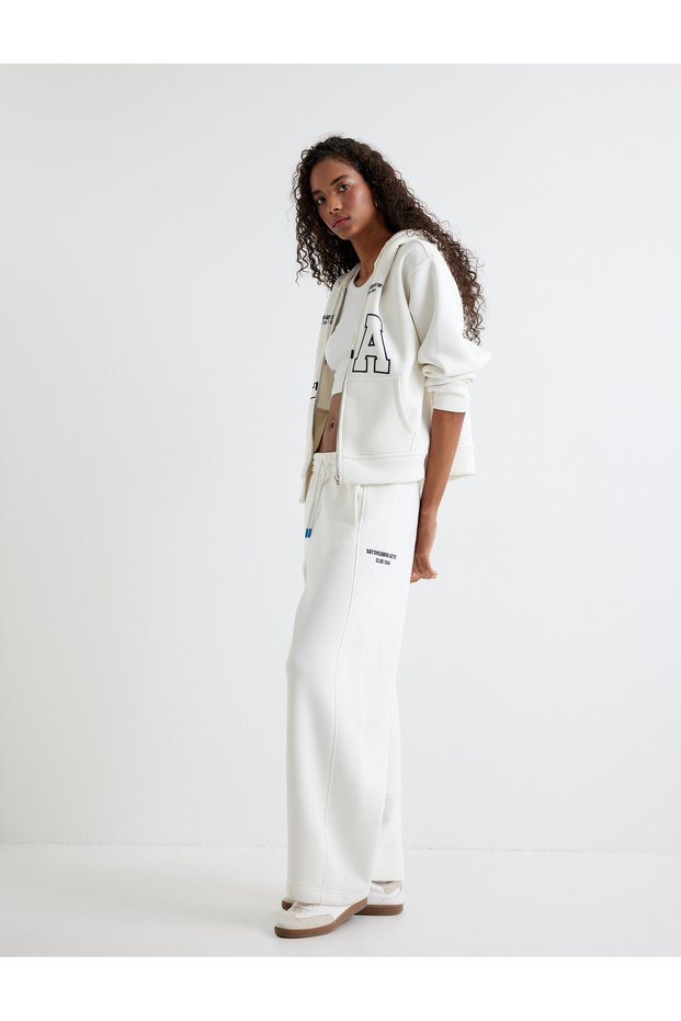 Loose Straight Leg Tie Waist Pocket Sweatpants