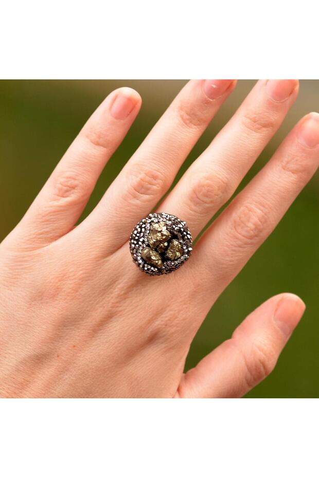 Pyrite Stone Ring - Adjustable