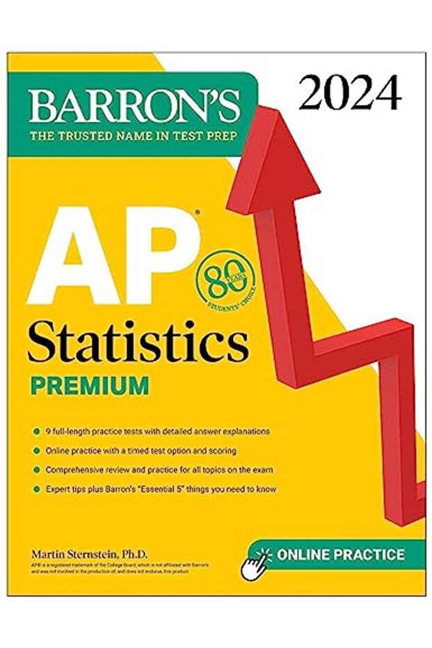 AP Statistics Premium، 2024: 9 اختبارات تدريبية + مراجعة شاملة + تدريب عبر الإنترنت