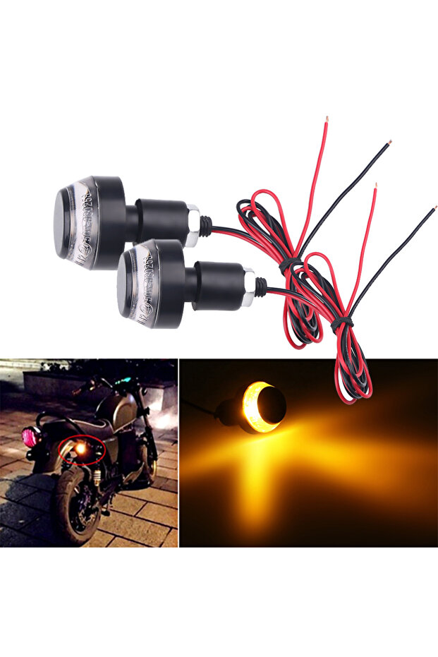 For 22mm Handlebar Amber LED For Motorcycle Motorcycle Handle Turn Signal Yellow Handle Grip Bar ...