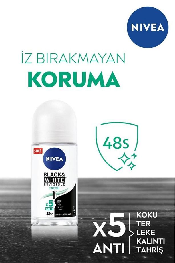 Kadın Rollon Deodorant Black & White Invisible Fresh 50ml, 48 Saat Anti-perspirant Koruma - 3