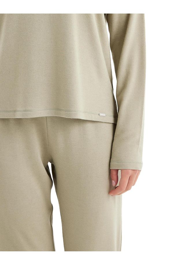 Kadın Uzun Kol Yeşil Modal-Yün Pijama Takım C0T6N4O06-61 - 5