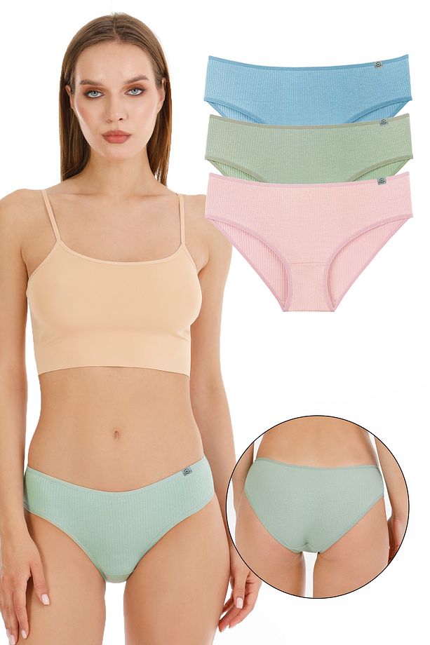Kadın Fitilli Slip Model 5li Külot Set Karışık Renkler Kts2000 - 1
