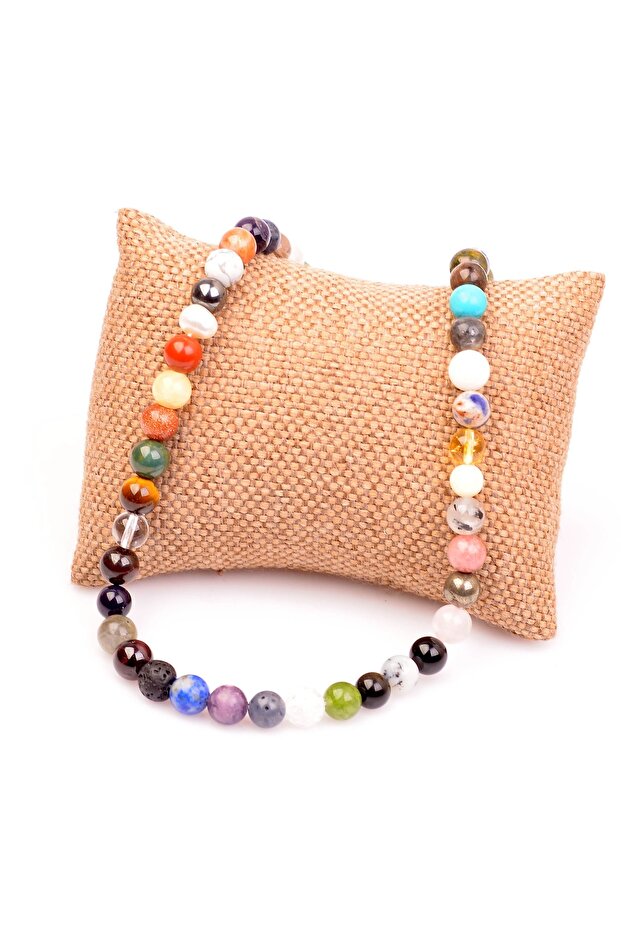 48 Different Natural Stone String Necklace