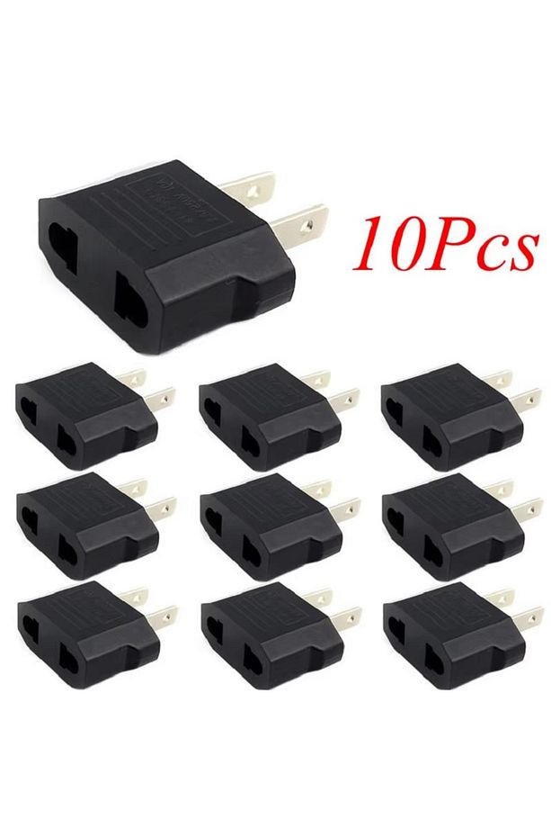 10 Adet Avrupa Amerikan Priz Dönüştürücü Türk Amerikan Fiş Adaptörü Fiş Çevirici 2 Pinli Uç Abd Plug - 5