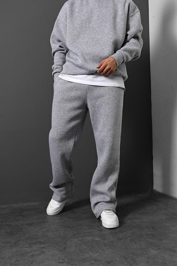 Erkek Gri Basic Baggy Kalıp Eşofman - 1