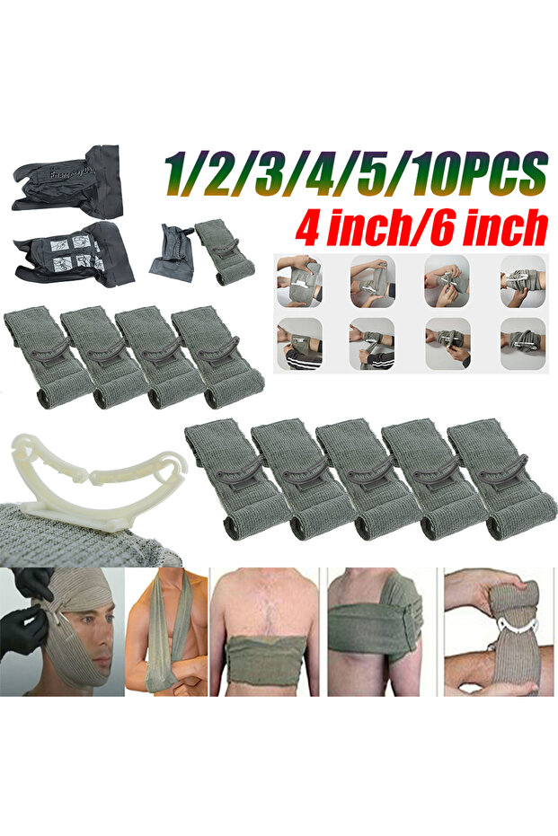 10-1PC İsrail Bandajı 4/6 İnç Acil Kompresyon Bandajı Yara Pansumanı Savaş Kompresyon Bandajı... - 2