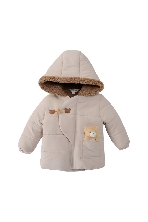 Çaren Kids-Shepherd Button Detailed Welsoft (Furry) Unisex Coat - One Size Larger Choose
