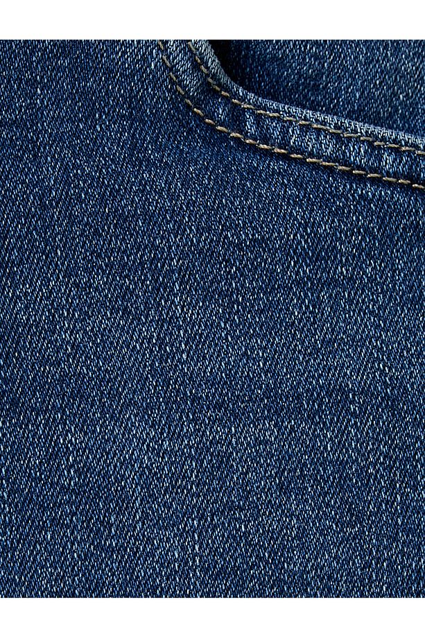 Slim Fit Kot Şort Cep Detaylı Katlamalı Paça Pamuklu - 6
