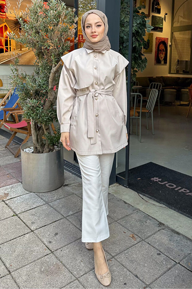 Beige Lixa Trench Coat - Buttoned and Lined