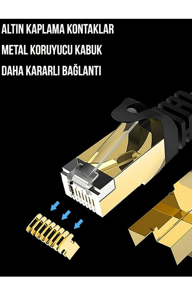 3 METRE Cat7 Lan Internet Data Modem Kablosu ( Cat 7 Ethernet Modem Rj45 Uçlu Jacklı Network Adsl) - 3