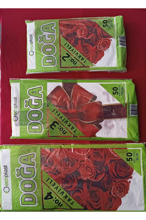 Takviyeli Baskılı Mağaza Poşeti 3'LÜ PAKET (2-3-4 NO) 3X50 (150)Adet 26X38-33X45-40x50 Cm - 6