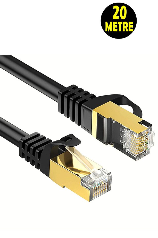 20 METRE Cat7 Lan Internet Data Modem Kablosu ( Cat 7 Ethernet Modem Rj45 Uçlu Jacklı Network Adsl) - 1