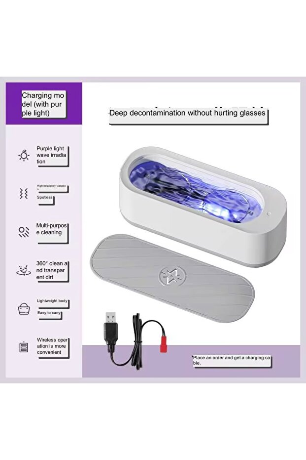 USB Rechargeable Ultrasonic Cleaning Machine 45000Hz High Frequency Vibration Wash Cleaner Washing J