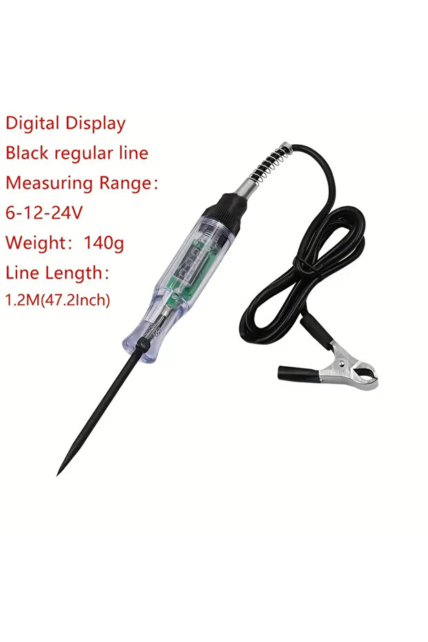 Black cable Car Truck Voltage Circuit Tester Auto 6V 24V Tools Car diagnostic Probe Test Pen Light B