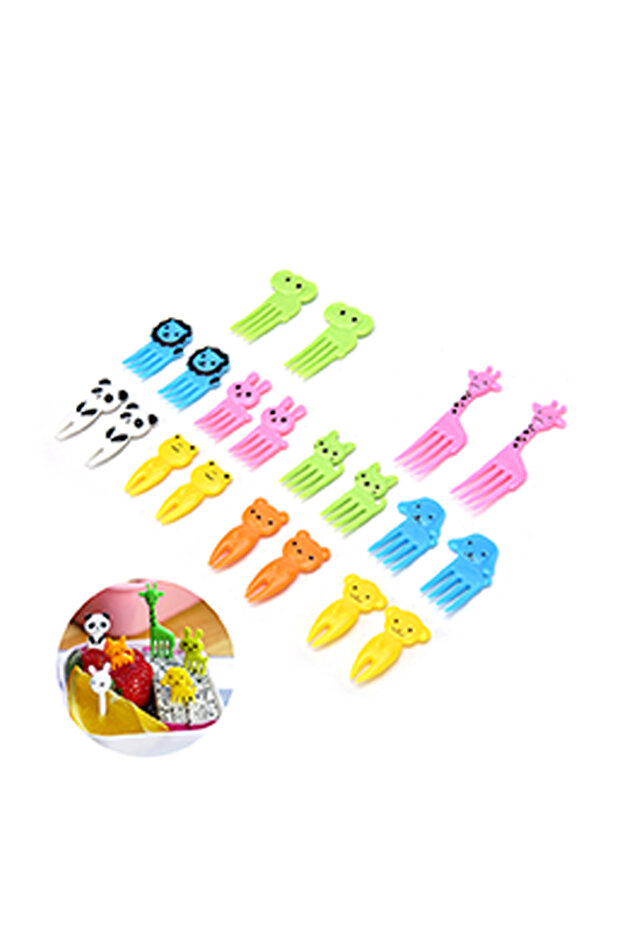 Mini Cartoon Animal Kitchen Spoons - 10Pcs Children Snack Cake Scissors Bento