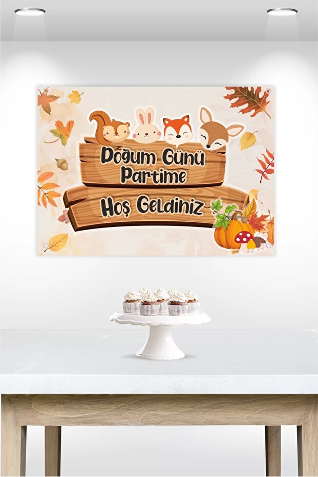 Forest Animals Birthday * Canvas Banner 50x70 Cm