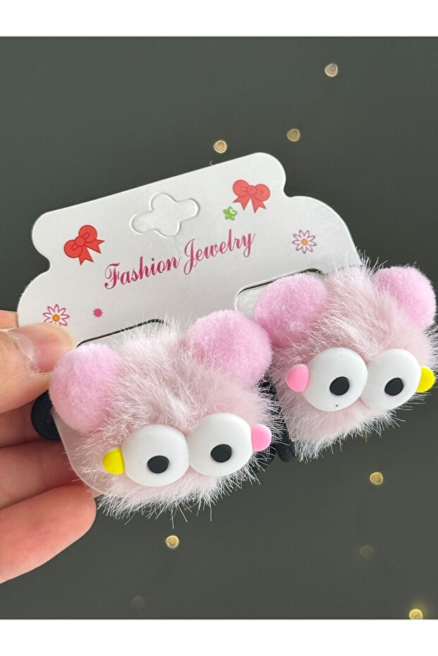 مشبك مطاطي من القطيفة على شكل بوم بوم - 1